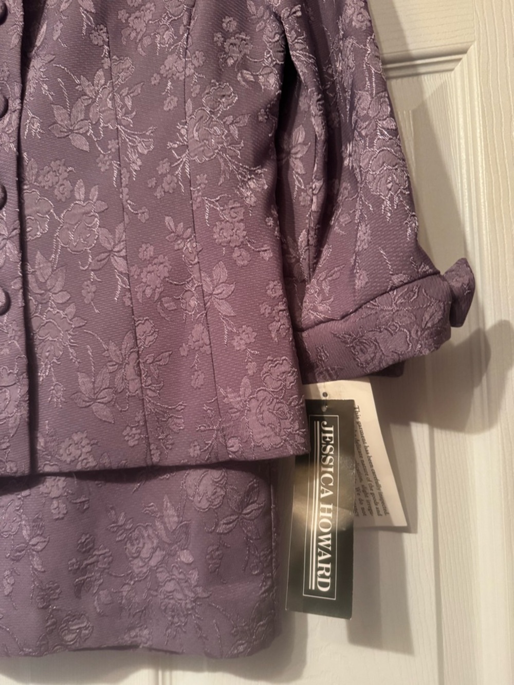 NWT Jessica Howard Sz 8 Lavender Floral Jacquard Blazer & Skirt Set - Picture 5 of 11